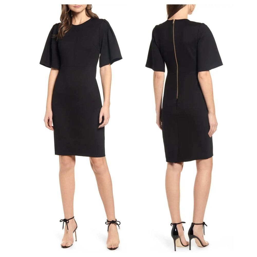 RACHEL PARCELL Flutter Sleeve Ponte Dress (M)